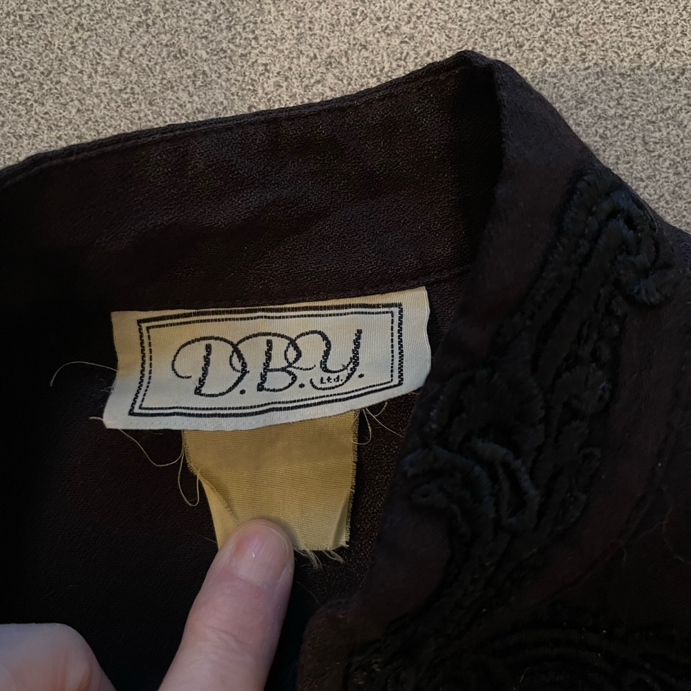 Vintage D.B.Y Black Rayon Flutter Sleeve Dress - Picture 5 of 11